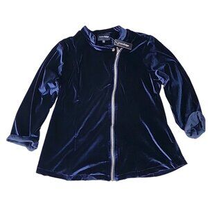 OuterEdge Blue Velvet Moto Style Zip Jacket Ladies Sz L